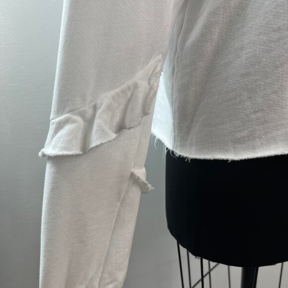 Lauren Moshi White Yellow Sweatshirt Happy Daisy Peace Crew Neck Sz Medium NEW - Picture 7 of 13